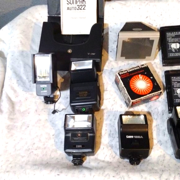 Vintage Canon Polaroid Sunpak Flash & Film Holder Bundle - Picture 4 of 8